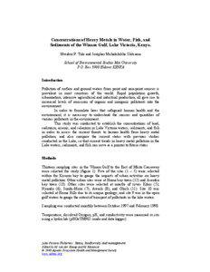 Concentrations of Heavy Metals in Water, Fish, and Sediments of the Winam Gulf, Lake Victoria, Kenya