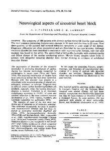 Journal of Neurology, Neurosurgery, and Psychiatry, 1976, 39, [removed]Neurological aspects of sinoatrial heart block