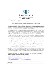 Microsoft Word - LSSA Press release LSSA urges speedy resolution to NDPP issue 4_6_14
