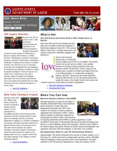 The DOL Newsletter - January 19, 2012: A week to reflect and celebrate: MLK, JFK and Collective Bargaining