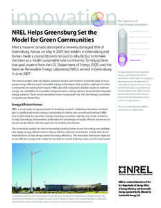 innovati n  The Spectrum of Clean Energy Innovation  NREL Helps Greensburg Set the