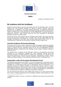 EUROPEAN COMMISSION  MEMO Brussels, 18 September[removed]EU relations with the Caribbean