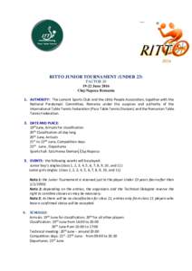 2016  RITTO JUNIOR TOURNAMENT (UNDER 23) FACTORJune 2016 Cluj-Napoca Romania