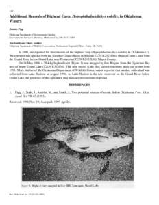 Additional Records of Bighead Carp, Hypophthalmichthys nobilis, in Oklahoma Waters