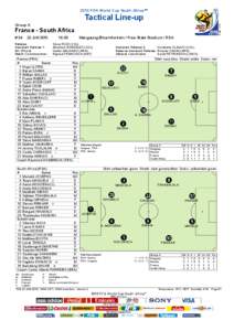 2010 FIFA World Cup South Africa™  Tactical Line-up