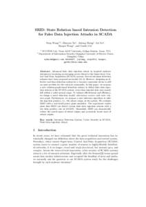 SRID: State Relation based Intrusion Detection for False Data Injection Attacks in SCADA Yong Wang1,2 , Zhaoyan Xu1 , Jialong Zhang1 , Lei Xu1 , Haopei Wang1 , and Guofei Gu1 1