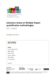 Literature review on Multiple Impact quantification methodologies D2.1 report Grant Agreement NoAuthors