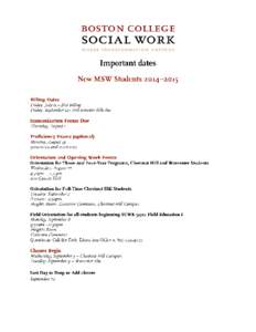 Boston College Graduate School of Social Work - Important Dates for New MSW Students