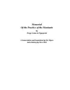 Memorial Of the Practice of the Montante by