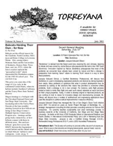 TORREYANA A newsletter for TORREY PINES STATE NATURAL RESERVE Volume 14, Issue 4