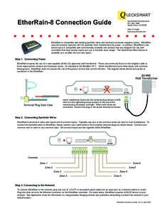 Q UICKSMART EtherRain-8 Connection Guide QuickSmart Development P.O. Box 3689 Santa Clara, CA 95055