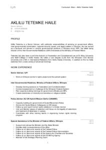 Curriculum Vitae – Aklilu Tetemke Haile  AKLILU TETEMKE HAILE Senior Advisor M +[removed]E [removed]