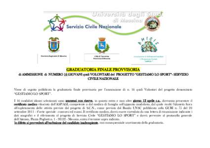 Provincia Regionale di Messina  Città di Taormina Provincia di Messina  Associazione di Solidarietà Familiare