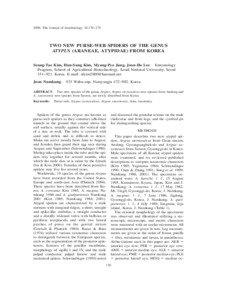 2006. The Journal of Arachnology 34:170–175  TWO NEW PURSE-WEB SPIDERS OF THE GENUS