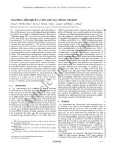 GEOPHYSICAL RESEARCH LETTERS, VOL. 38, LXXXXX, doi:[removed]2010GL045810, [removed]Nearshore chlorophyll‐a events and wave‐driven transport