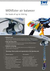MOVEster air balancer for loads of up to 350 kg MOVEster  •	Efficient work