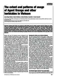 articles  The extent and patterns of usage of Agent Orange and other herbicides in Vietnam Jeanne Mager Stellman*, Steven D. Stellman†‡, Richard Christian§, Tracy Weber* & Carrie Tomasallo*