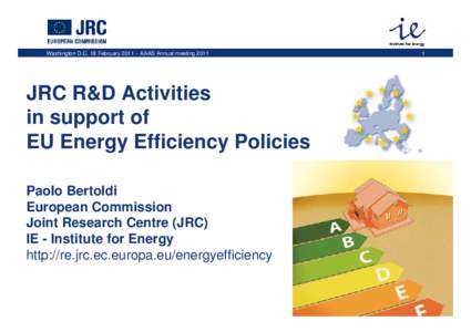 JRC R&D Activities in support of EU Energy Efficiency Policies