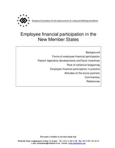 EIRO Comparative Analytical Report on Employee fFinancial pParticipation in the New Member States