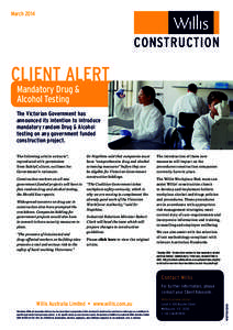 March[removed]CONSTRUCTION CLIENT ALERT Mandatory Drug &