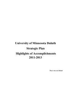   University of Minnesota Duluth Strategic Plan Highlights of Accomplishments[removed]
