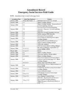 Amendment Record Emergency Social Services Field Guide NOTE: Amendment date is noted in the page footer Amendment Date  Guide Page Number(s)
