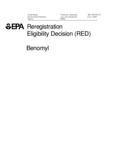 US EPA - Reregistration Eligibility Decision (RED) Benomyl July 31, 2002