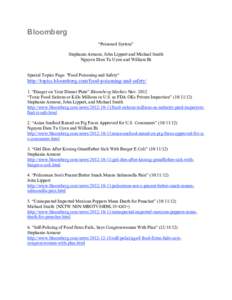 Bloomberg “Poisoned System” Stephanie Armour, John Lippert and Michael Smith Nguyen Dieu Tu Uyen and William Bi Special Topics Page: 