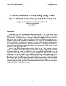 Comet	
  Siding	
  Spring	
  Dust	
  Analysis	
    	
    	
  	
  	
  	
  	
  Farnham	
  et	
  al,	
  UMD	
  