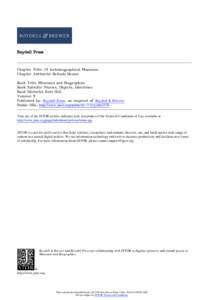 Boydell Press  Chapter Title: 19 Autobiographical Museums Chapter Author(s): Belinda Nemec Book Title: Museums and Biographies Book Subtitle: Stories, Objects, Identities