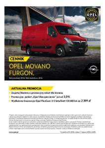 Opel Movano Furgon cenyOpel Movano Furgon cennikRok modelowyOpel Polska