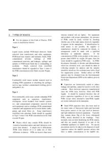 2. TYPES OF WASTE  whereas mineral oils are lighter. For equipment and products with proper nameplates, the presence of PCBs could be easily verified by checking whether any of the trade names shown in Appendix