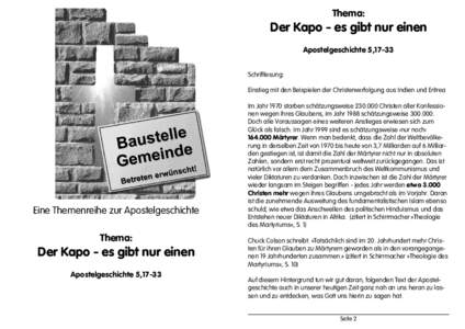 Thema:  Der Kapo - es gibt nur einen