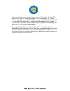 This document describes the Housing Finance Agency (HFA) Hardest-Hit Fund (HHF) data that state HFAs are required to provide to the U.S. Department of the Treasury. It includes quarterly borrower characteristic data and 