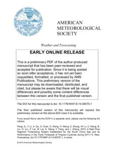 Hurricane Weather Research and Forecasting model / Statistical forecasting / Wind wave model / Atmospheric model / Numerical weather prediction / Weather forecasting / National Weather Service / Tropical cyclone / Forecasting / Atmospheric sciences / Meteorology / Weather prediction