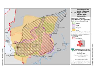 Map 3-43 Colville River Subsistence Use Areas Large Mammals (by community)Bear, Caribou, Moose, Sheep