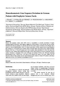 Health / Genetics / Porphyrias / Porphyria cutanea tarda / Iron overload / HFE / TFRC / Porphyria / Uroporphyrinogen III decarboxylase / Iron metabolism / Biology / Medicine