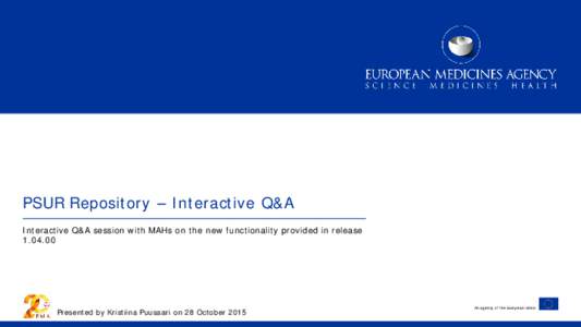 Submissions to the PSUR Repository using EMA Gateway/Web Client