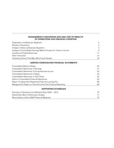 MANAGEMENT’S DISCUSSION AND ANALYSIS OF RESULTS OF OPERATIONS AND FINANCIAL CONDITION Organization and Business Segments Results of Operations Analysis of Sales by Business Segments Analysis of Consolidated Earnings Be