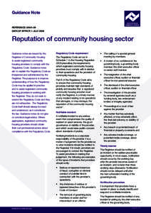 Guidance Note  Reference: GN01-09 Date of effect: 1 July[removed]Reputation of community housing sector