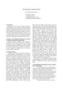 Advanced Energy Utilization Division Bioenergy Research Section K. Makino, Professor M. Adachi, Lecturer T. Harada, Research Associate Takashi Morii, Research Associate