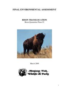 FINAL ENVIRONMENTAL ASSESSMENT  BISON TRANSLOCATION Bison Quarantine Phase IV  March 2009