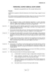 Minister / Employment compensation / Religion / Australian labour law / Employment / Leave / Churchwarden / Clergy