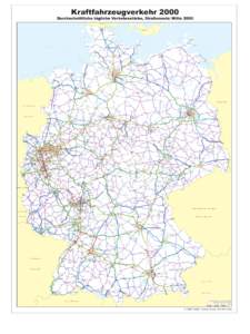 Kraftfahrzeugverkehr 2000 Durchschnittliche tägliche Verkehrsstärke, Straßennetz: Mitte 2000 D Ä N E - Westerland