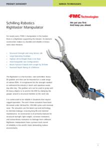 PRODUCT DATASHEET  Schilling Robotics RigMaster Manipulator  SUBSEA TECHNOLOGIES
