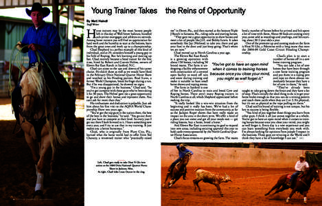 Young Trainer Takes  the Reins of Opportunity By Matt Heindl Staff Writer