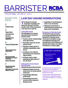 BARRISTER JANUARY 2015 VOLUME 27 Issue 1  INSIDE THIS