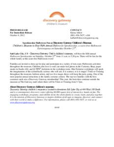 PRESS RELEASE For Immediate Release October 9, 2012 CONTACT Kirsta Albert