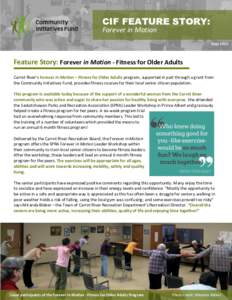 CIF FEATURE STORY: Forever in Motion SeptFeature Story: Forever in Motion - Fitness for Older Adults