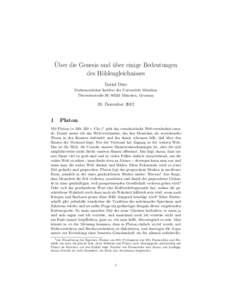 ¨ Uber die Genesis und u¨ber einige Bedeutungen des H¨ohlengleichnisses Detlef D¨ urr